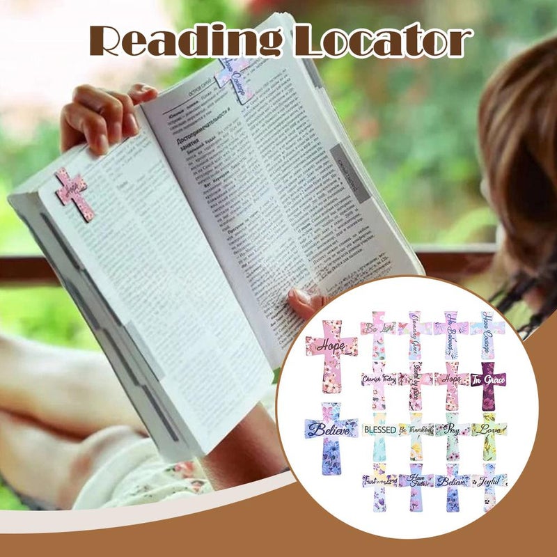 12Pcs Magnetic Cross Bookmarks, Reading Locator, Christian Cross Magnetic Page Markers, Religious Bible Verses Bookmarks for Bible Study, Readers, Students Use - Image 3
